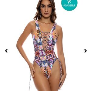 Luli Fama Maracuya Kisses Reversible One Piece Swimsuit.